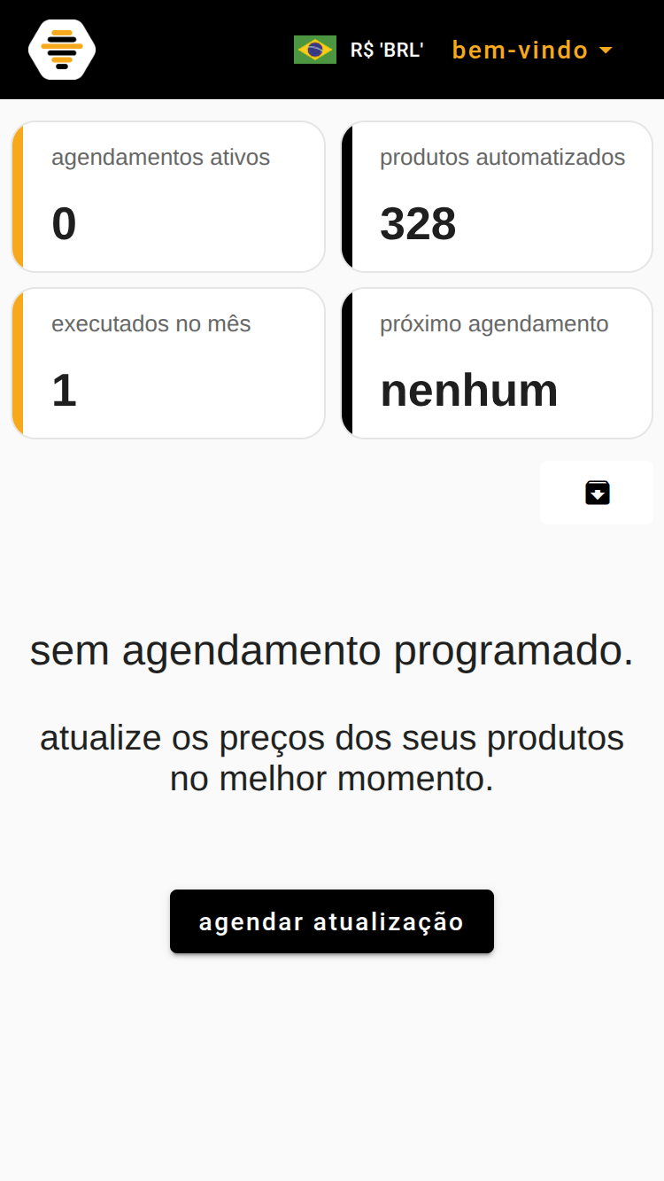 Dashboard do agendabee sem agendamentos — estado inicial