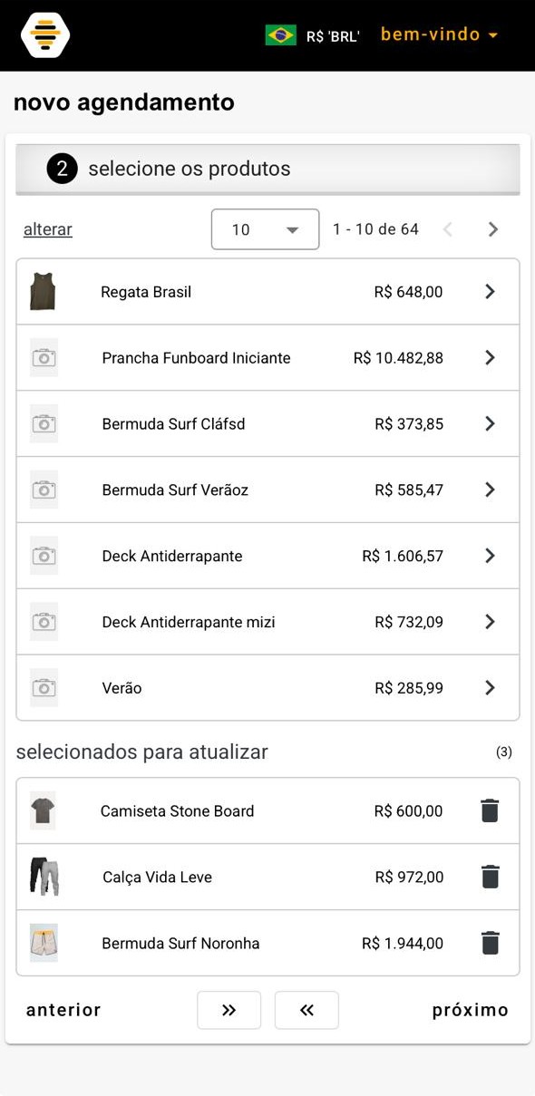 Passo 2 do agendabee — seleção dos produtos que participarão da promoção